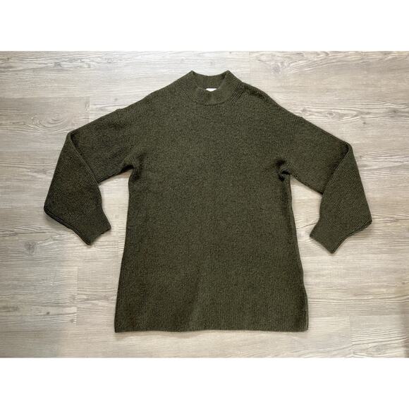 H&M Oversized Long Green Mock-neck Knit Sweater Women’s Size S NWT - Picture 1 of 6
